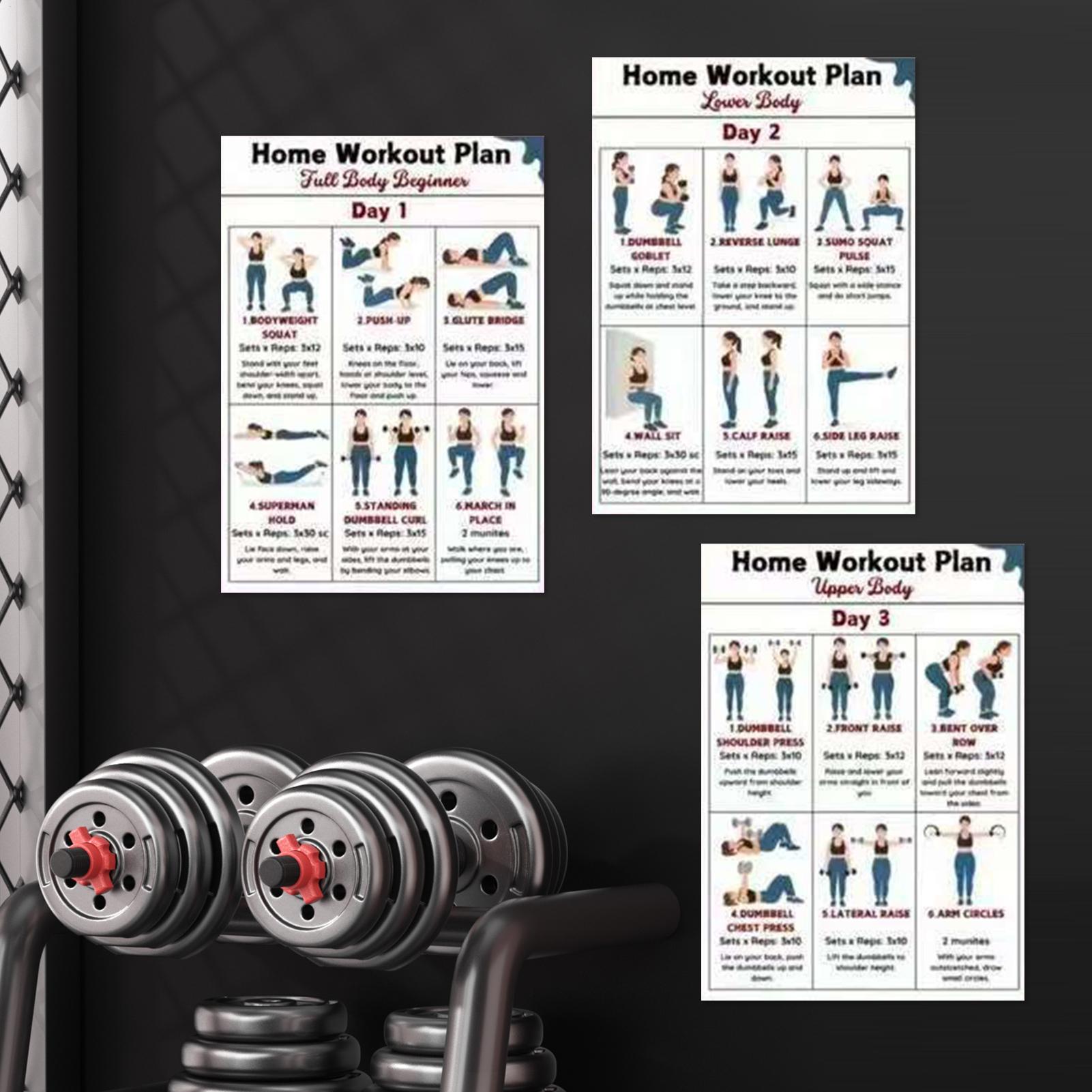 Home Gym In Apartment - Exercise Posters 6 Pieces Full Body